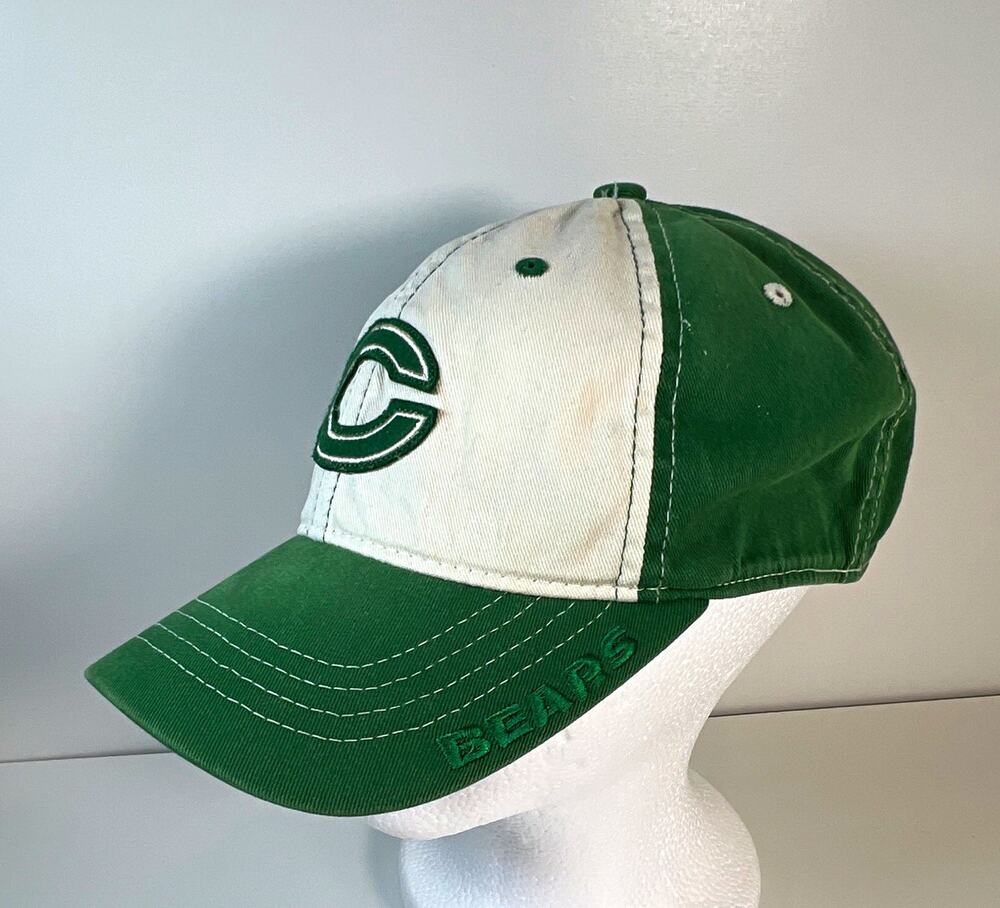 Reebok Chicago Bears NFL Green/White "C" Flexfit Cap Hat Size S/M Irish